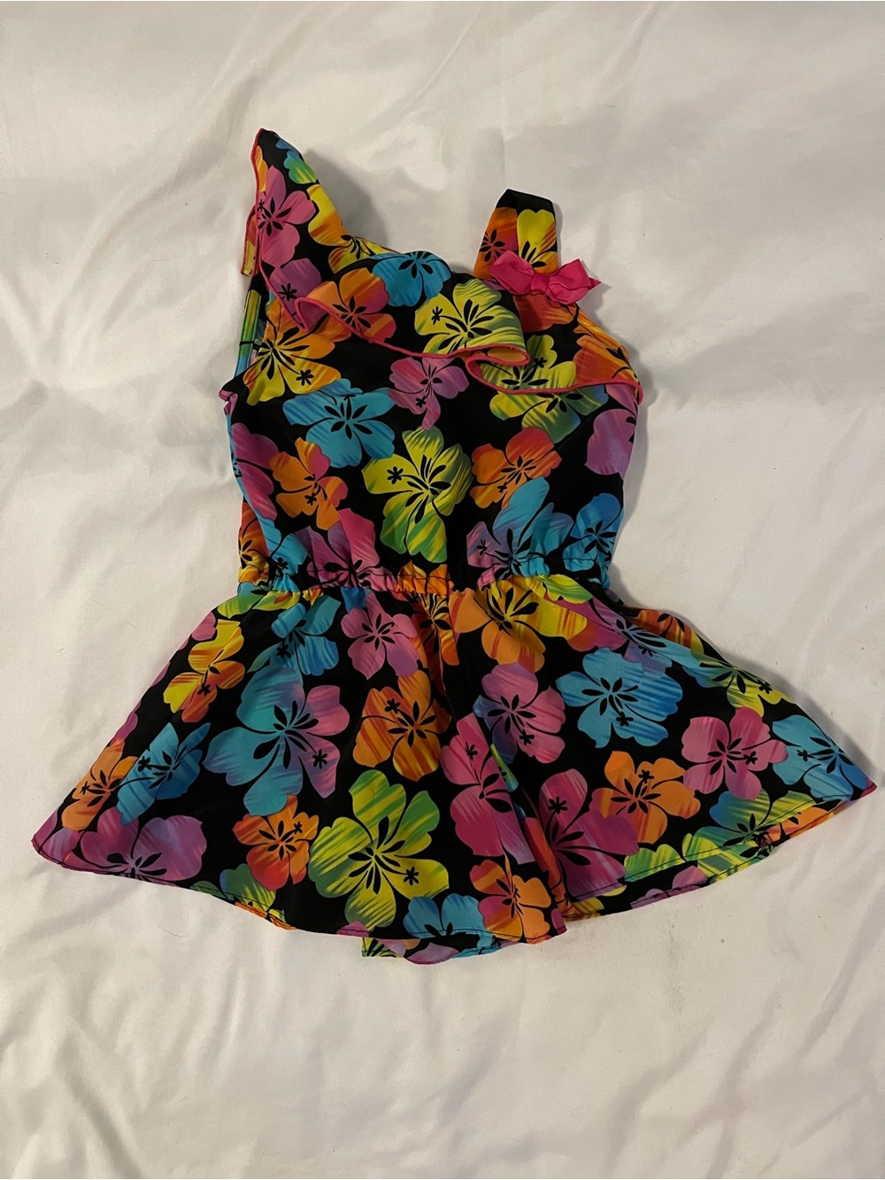 YoungLand girls tropical floral ruffle romper, skort dress size 3T
